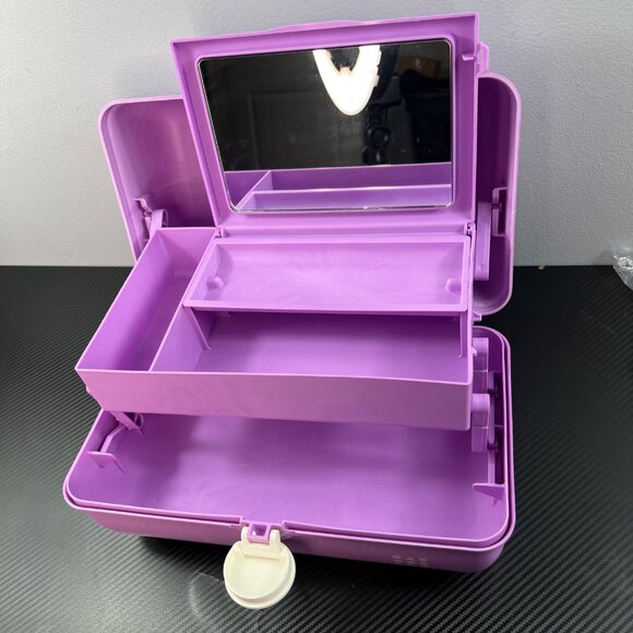 Vintage Caboodles Purple Plastic Tiered  Makeup Travel Case Organizer w/ Mirror - Picture 8 of 14